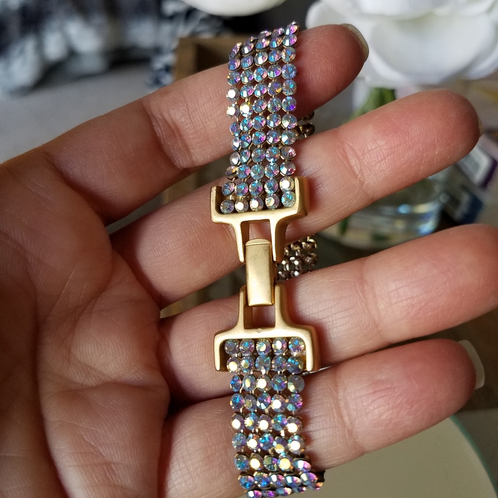AUTHENTIC RARE Vintage Swarovski Mesh Aurora Borealis SET Necklace & Bracelet - Picture 5 of 17